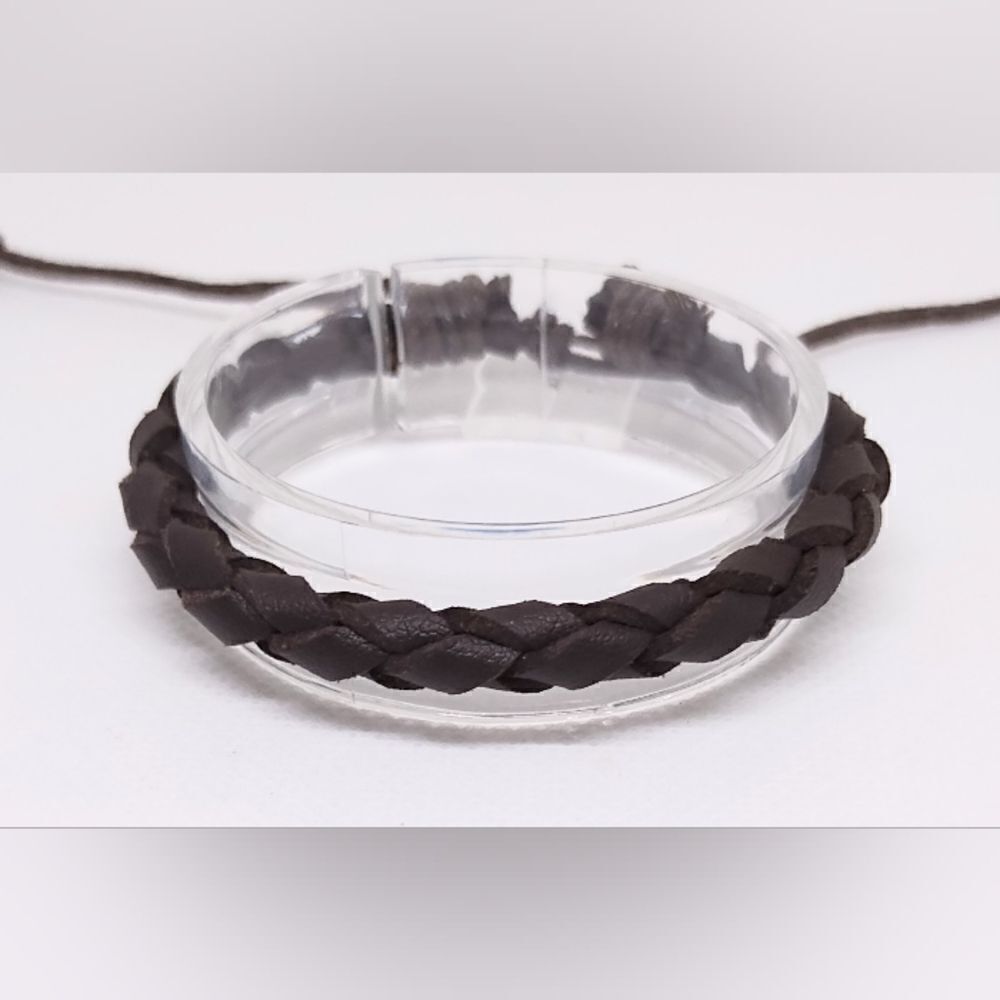 Men's bracelet leather braided‎ brown new e27